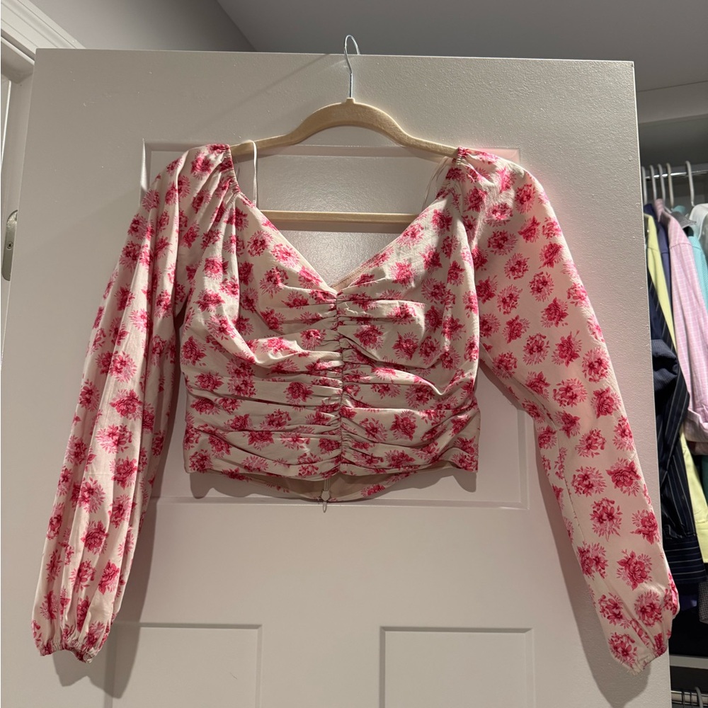 Zara Floral Ruched Women's Crop Top